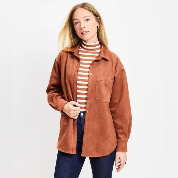 LOFT Tops - LOFT Faux Suede Relaxed Pocket Tunic Shirt